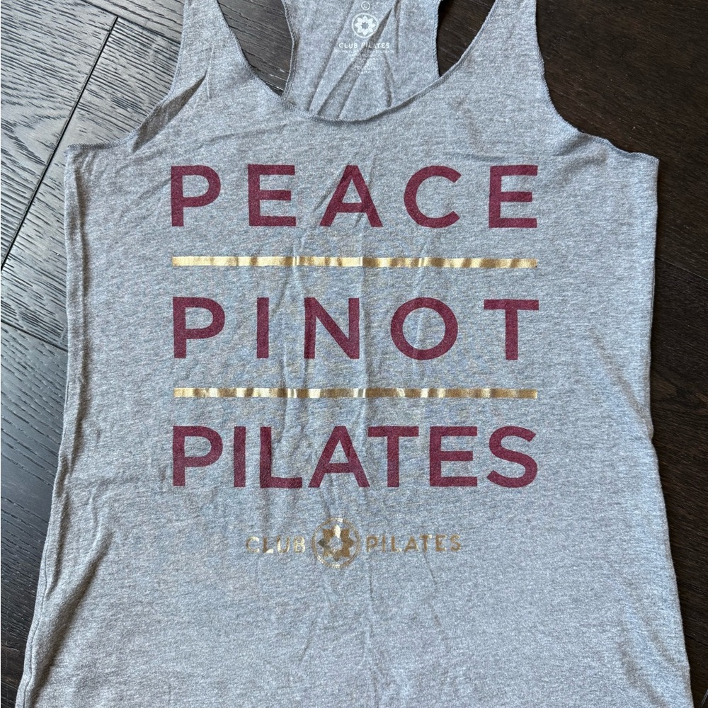 Club Pilates Tank Top with Peace Pinot Pilates Print